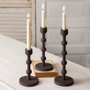 Shop - LightLady Studio #candlestickholder #candleholder #tapercandleholder #tapercandle #woodencandleholder #woodcandleholder #farmhousecandleholder #farmhousetapercandle #farmhousetablestickholder #lightladystudio #diytabledecor #rusticcandlestickholder #rusticcandleholder #candlestickholders #tapercandleholders Nashville Bedroom, Tapered Candle Holders, Antique Candle Holder, Antique Candle Holders, Rosemary Honey, Dining Room Game Room, Copper Living Room, Black Candle Holders, Tapered Candle