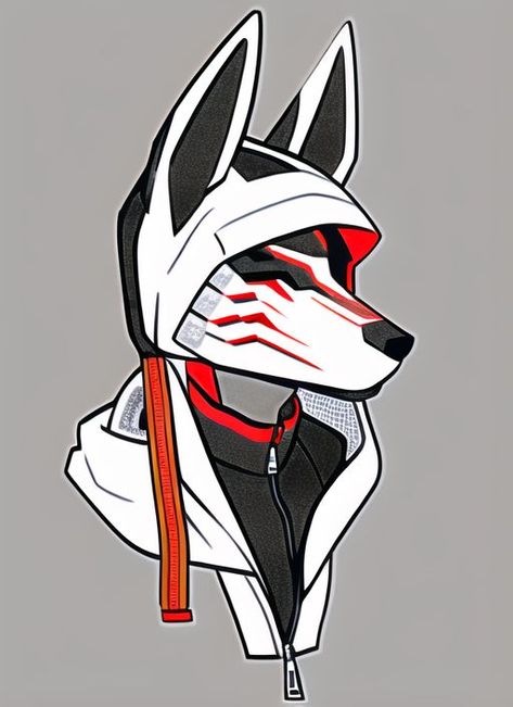 Japan Anime City, Transhumanist Art, Mask Character, Fox Character, Kitsune Mask, Character Statue, Fox Mask, Picture Prompts, Character Model Sheet