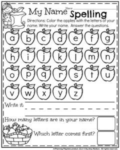 Fall Preschool Worksheets - Apple Name Spelling.                                                                                                                                                                                 More Apples Prek, Fall Preschool Worksheets, Abc Workbook, Preschool Homework, November Preschool, September Preschool, Fall Worksheets, Preschool Names, Apple Preschool