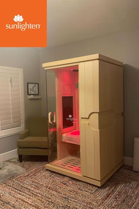 Sunlighten’s mPulse® series is the only infrared sauna on the market with NIR LED lights and includes an anti-aging program designed from this study.

📷: playingwithemilee Red Light Sauna At Home, Red Light Sauna, Diy Infrared Sauna, Home Infrared Sauna, Infrared Sauna, Light Energy, Red Light Therapy, Bathroom Designs, Light Therapy