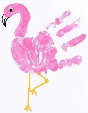 Drawing Flamingo, Hand Print Animals, Flamingo Drawing, Baby Art Crafts, Zoo Crafts, Best Diy Projects, Flamingo Craft, Flamingo Wallpaper, Flamingo Painting