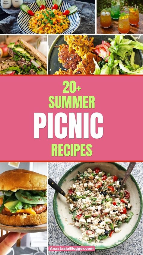 Get ready for a delightful summer picnic with these  simple and mouthwatering recipes. Treat yourself to a variety of flavorful dishes that are ideal for a wonderful outdoor gathering. Make your picnic memorable with these easy-to-follow recipes that are sure to please everyone's taste buds. Choose from refreshing salads, savory sandwiches, and sweet treats to create the perfect menu for your next outdoor adventure. Summer Picnic Desserts, Easy Picnic Recipes, Cold Picnic Foods, Summer Picnic Recipes, Picnic Meals, Gluten Free Picnic, Picnic Finger Foods, Vegetarian Picnic, Picnic Salads