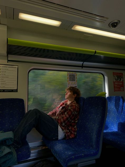 #travel #train #aesthetic #photography #cinematic Person Sitting On Train, Train Photography Aesthetic, Guy On Train, Train Pictures Aesthetic, People On Train, Sitting In Train, Train Poses, Train Reference, Small Comic