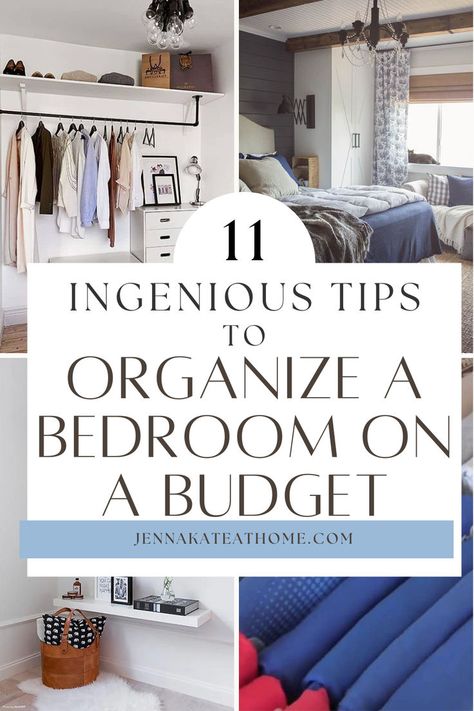 Is your bedroom small and feeling cluttered? You don't need a big space to be organized, and you don't need a large budget to keep it neat and tidy. These budget-friendly tips will show you how to make it happen! Organize A Small Bedroom, Organize Bedroom, Tidy Bedroom, Bedroom On A Budget, Ways To Organize, How To Organize, Pinterest Account, Small Bedroom, Organization Hacks