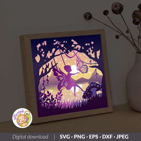 3d Lighted Shadow Box Cricut, Shadow Light Box Template Free, 3d Shadow Box Cricut Svg Free, Free Shadow Box Svg Files, Cricut Light, Ligth Box, 3d Shadow Box Template, Shadow Box Kunst, Shadow Box Template