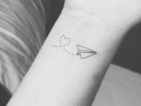 Linear Tattoos, Paper Plane Tattoo, Enough Tattoo, Tattoo Meaningful, Plane Tattoo, Airplane Tattoo, Shape Tattoo, Small Tattoo Ideas, Paper Airplane