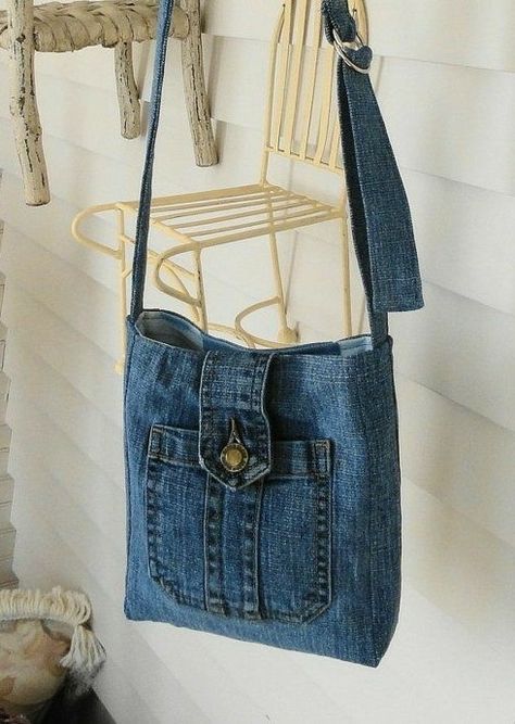 Återvinna Jeans, Tas Denim, Jean Diy, Recycled Jeans Bag, Tas Mini, Denim Bag Patterns, Jean Purses, Sewing Jeans, Bag Jeans