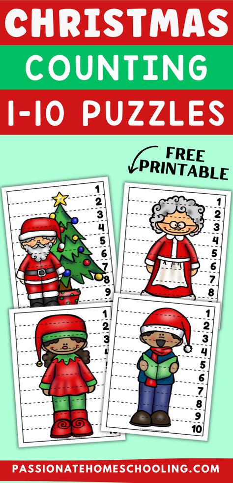 Looking for fun Christmas activities to help little ones with counting practice? Our free printable Christmas counting puzzles are perfect for preschoolers! These colorful puzzles make counting to 10 a fun game and turn Christmas math ideas into holiday Prek activities. Perfect for classroom or home, they're a must-have for Christmas school activities prek or Kindergarten to practice counting skills. Christmas Teen Numbers Kindergarten, Counting Christmas Activities, Christmas Math Centers Preschool, Christmas Math Craft Kindergarten, Christmas Kindergarten Math Activities, Holiday Math Activities Preschool, Christmas Math For Preschool, Christmas Activities For Special Education, Christmas Theme Kindergarten