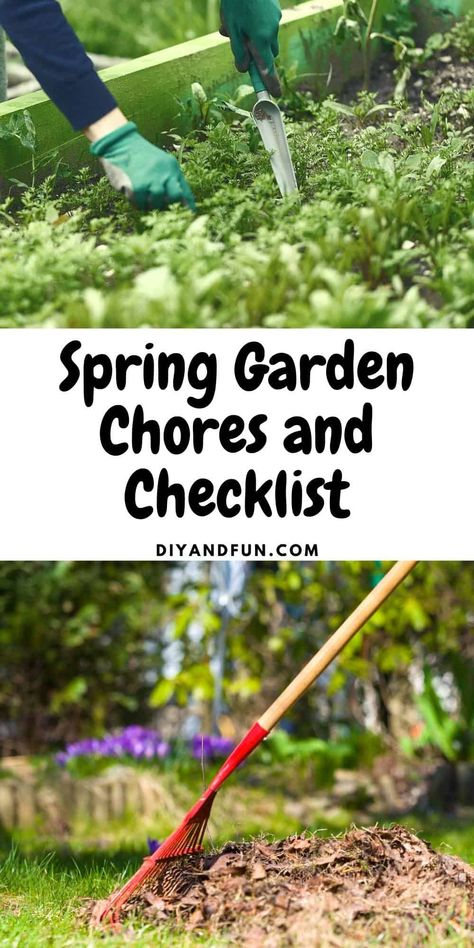 Spring Garden Chores and Checklist, a listing of the 10 things that you can do in the Spring to get your garden ready. Spring Garden Clean Up, Spring Yard Clean Up, Spring Cleaning Yard, Gardening Checklist, April Gardening, Garden Checklist, Spring Clean Up, Spring Cleaning Checklist, Spring Outdoor