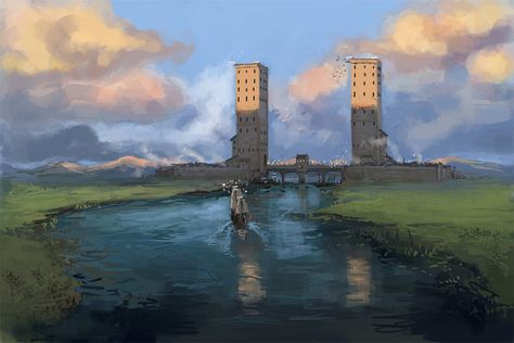 The Twins—two squat, ugly, formidable castles, identical in every respect, with the bridge arching between—had guarded the crossing for centuries. Fantasy Town, Armagh, Dungeons And Dragons Classes, Asoiaf Art, Gra O Tron, Medieval World, Game Of Thrones Art, Fantasy Castle, Fantasy Places