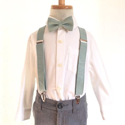 Suspenders - Boys Babies Kids Teen Sizes - Dusty Shale Linen - to match J Crew dresses and BHLDN Sea Glass Dresses, Beach Groom, Green Linen Fabric, Sage Green Wedding Colors, Ring Bearer Flower Girl, Bridesmaid Dresses Dusty Sage, Sage Bridesmaid Dresses, Tan Wedding, Sage Green Bridesmaid Dress