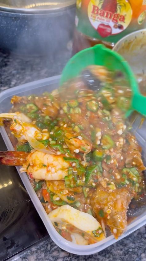 @myfoodbyhilda shared a video on Instagram: “Seafood okra of life this is what I call pot to mouth soup the taste is amazing filled with amazing flavors #seafoodokro #okra #reels” • May 10, 2022 at 9:21am UTC Seafood Okro Soup, Seafood Okra Soup, Okro Soup, Okra Soup, Nigeria Food, African Recipes Nigerian Food, African Foods, Nigerian Recipes, Savory Meals