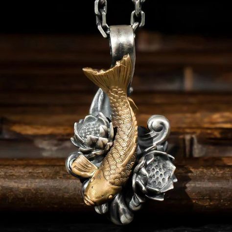 Retro Hand-Carved Lotus Pendant Carp Jumping Dragon Gate Shape Pendant Necklace Family Auspicious Good Luck Amulet Jewelry - AliExpress Dragon Gate, Creative Necklace, Lucky Jewelry, Lotus Necklace, Lotus Pendant, The Mystic, Mens Jewelry Necklace, Gate Design, Pearl Chain