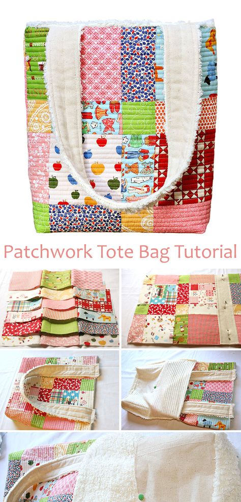 Patchwork Bag Tutorial, Patchwork Bag Patterns Free, Quilting Bags And Totes, Patch Work Sewing Projects, Sewing A Purse For Beginners, Easy Sew Tote Bag, How To Sew Patchwork, Quilted Bags And Totes Patterns Free, Tote Bag Sewing Ideas