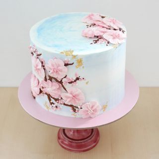 Georgias Cakes, Cherry Blossom Birthday Cake, Sakura Party, Castle Cakes, Cherry Blossom Cake, Blossom Cake, Cake Decorating Flowers, Recipes Tutorials, Cake Cream