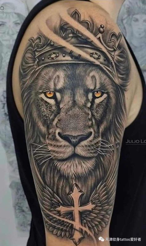 Lion Arm Tattoo, Lion Shoulder Tattoo, Cat Portrait Tattoos, Lion Forearm Tattoos, Lion King Tattoo, Heaven Tattoos, Lion Tattoo Sleeves, Mens Lion Tattoo, Lion Head Tattoos