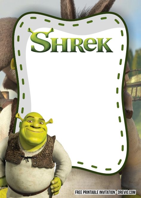 Nice FREE Printable SHREK Invitation Templates #free #freeinvitation2019 #birthday #disney #invitations #invitationtemplates Shrek Invitation Template, Shrek Birthday Invitations, Shrek Sign, Baby Shark Name, Shrek Birthday, Free Printable Invitations Templates, Free Printable Birthday Invitations, Free Printable Invitations, Disney Invitations