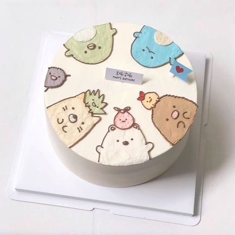 Pastel Cakes, Korean Cake, Mini Tortillas, Simple Cake Designs, Mini Cakes Birthday, Cake Decorating Frosting, Cute Baking, Creative Birthday Cakes, Simple Birthday Cake