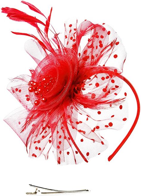 Facinators Wedding, Diy Fascinator, Women Tea Party, Kentucky Derby Wedding, Fascinator Hats Diy, Derby Wedding, Red Fascinator, Red Hat Society, Hair Wrap Scarf