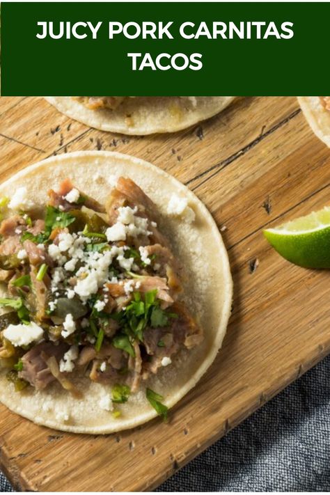 Juicy Pork Carnitas Tacos Pork And Pineapple Tacos, Asian Pork Tacos, Pork Street Tacos, Ground Pork Tacos, Street Tacos Recipe, Pork Mince Recipes, Pork Carnitas Tacos, Street Taco Recipe, Street Taco