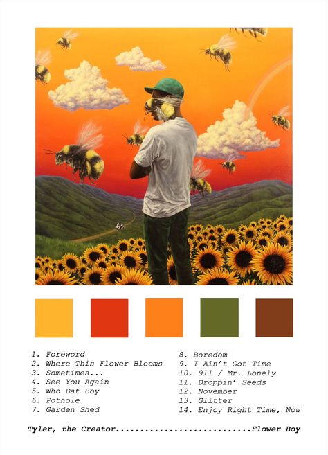 Flower Boy (album), Tyler The Creator Wallpaper, Boys Posters, Music Poster Ideas, Flower Boy, Color Palette Challenge, Boy Music, Iphone Wallpaper Images, Lyric Poster