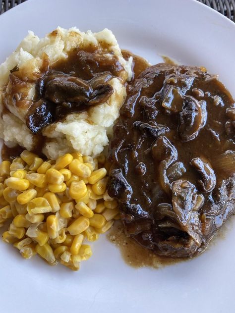 Baked Steak With Mushroom Gravy Housewife Recipes, Steak With Mushroom Gravy, The Tipsy Housewife, Tipsy Housewife, Baked Steak, Reality Bites, Round Steak, Steak And Mushrooms, Cube Steak