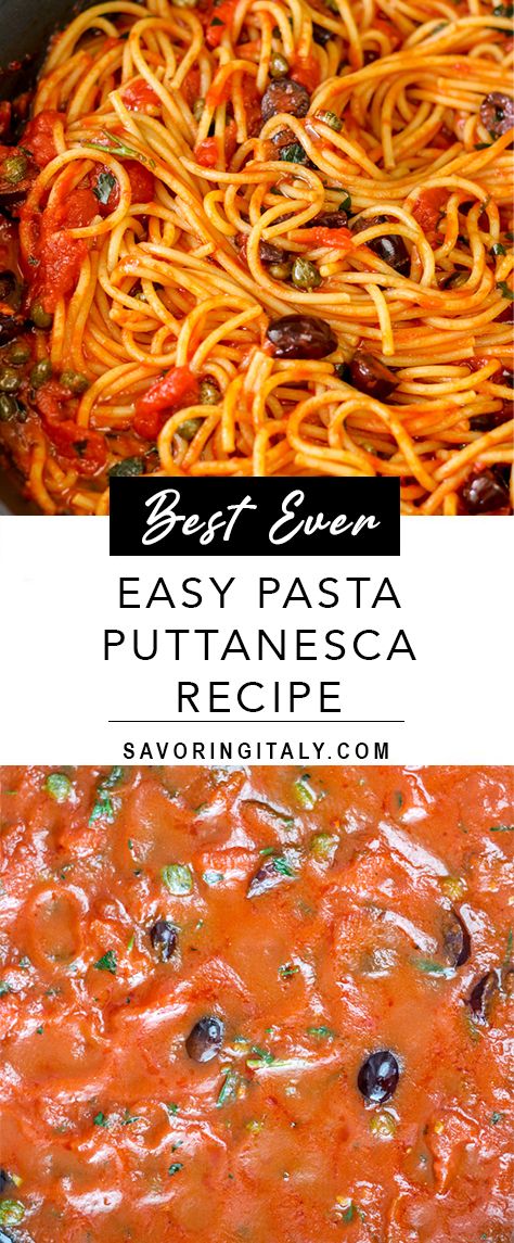 My Easy Pasta Puttanesca recipe is a really simple and budget friendly tomato based sauce. Made with a savory mix of anchovies, garlic, olives, hot pepper flakes, and capers. Spaghetti is tossed in this delicious sauce and it’s garnished with some chopped fresh Italian parsley. A little bit spicy, and super flavorful! This classic Italian pasta sauce is ready in the time it takes to cook the pasta! The briny capers and olives make every bite of this luscious sauce truly delectable. Pasta Sauce With Olives, Anchovies Pasta Recipes, Pasta Sauce With Anchovies, Spaghetti With Anchovies, Pasta With Anchovies And Tomatoes, Recipes With Anchovy Paste, Artichoke Sauce, Pasta Puttanesca Recipe, Olive Sauce