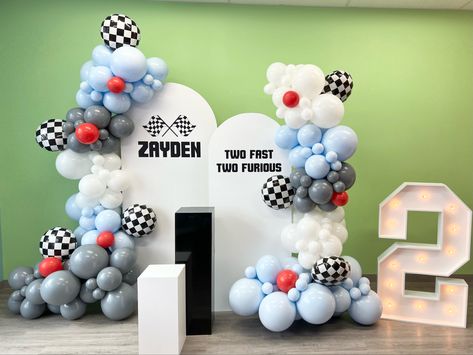 2 Fast 2 Furious Birthday Party Decor, Birthday Party Cars Theme, Two Fast Two Furious, Party Theme Decorations, Monster Jam Birthday Party, Cars Birthday Party Decorations, 2nd Birthday Party For Boys, Car Birthday Party, Sports Birthday Party