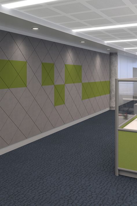 EchoDeco™ Tiles // Prism Design in Pear and Ash acoustic EchoScape™ // Sound Absorbing PET Pet Acoustic Panels, Fabric Wall Panels, Panel Ceiling, Home Theater Room Design, Theater Room Design, Acoustic Fabric, Acoustic Design, Acoustic Wall Panels, Sound Dampening