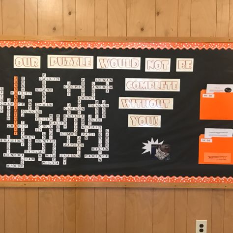 Elementary Bulletin Board Crossword Names & Puzzles: Done by Jordan Dybdal of Montana #elementary #students #bulletin #board #bulletinboard #ideas #crafts #diy #art #school #secretary #crossword #names Crossword Puzzle Bulletin Board, Puzzle Bulletin Boards, Ideas Crafts Diy, Elementary Bulletin Boards, Teacher Bulletin Boards, School Secretary, Scrabble Letters, Name Puzzle, School Bulletin Boards