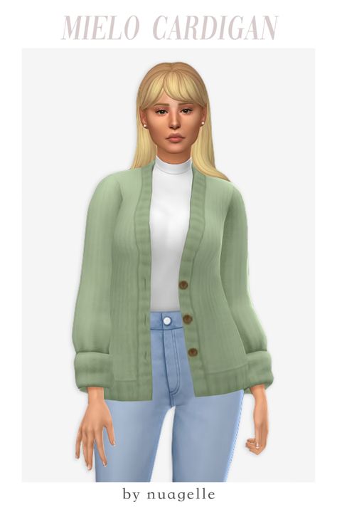 This is quite possibly the perfect MOM Cardigan. It has cuffed sleeves and a nice high neck white top, you need to add this to the sims 4 ASAP #THeSIms4 Mint Outfit, Sims 4 Download, Sims 4 Mm Cc, Sims 4 Mm, Sims 4 Toddler, The Sims 4 Download, Sims Four, Sims4 Clothes, Sims 4 Cc Packs