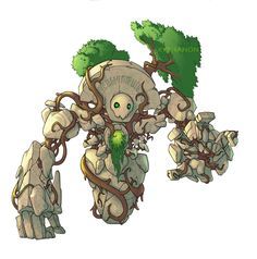 Living Tree Art, Tree Golem, Golem Rpg, Golem Dnd, Forest Temple, Frost Giants, Monster Concept Art, Fantasy Monster, Mythical Creatures Art