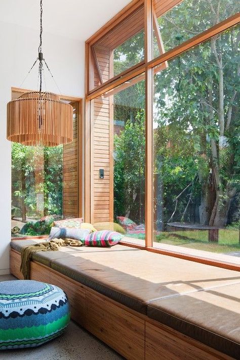 Window Seat Design, Window Nook, Contemporary Living Room Design, Martin House, Large Window, Big Windows, Contemporary Living Room, Window Seat, Contemporary Living