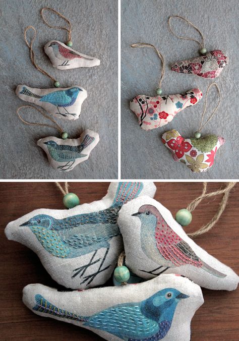 genine zlatkis Bird Crafts, Bird Ornaments, Creation Couture, Fabric Birds, Little Birds, Soft Sculpture, Little Bird, Craft Inspiration, Fabric Art