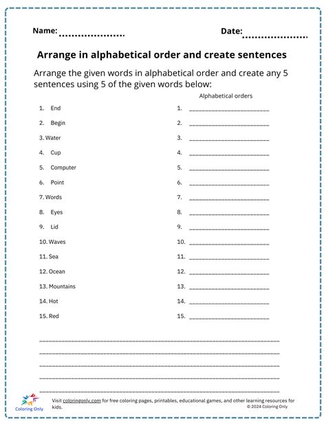 English Coloring Pages Nature, Meaningful Sentences, Sentence Building, Spelling Test, English Fun, Grammar Rules, Colouring Printables, Alphabetical Order, Grammar And Vocabulary