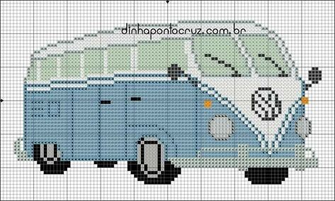 Pixel Art Templates, Crochet Blocks, Mini Cross Stitch, Pixel Art Pattern, Vw Van, Alpha Patterns, Cross Stitch Art, Crochet Blanket Patterns, Blanket Pattern