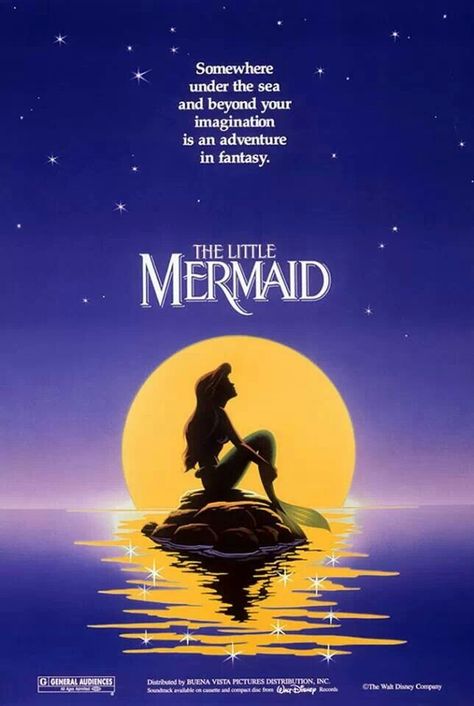 An original poster for Disney's "The Little Mermaid". (1989) The Little Mermaid Poster, Mermaid Movie, Mermaid Movies, Animated Movie Posters, Disney Movie Posters, Mermaid Poster, Animation Disney, Disney Animated Movies, The Jungle Book