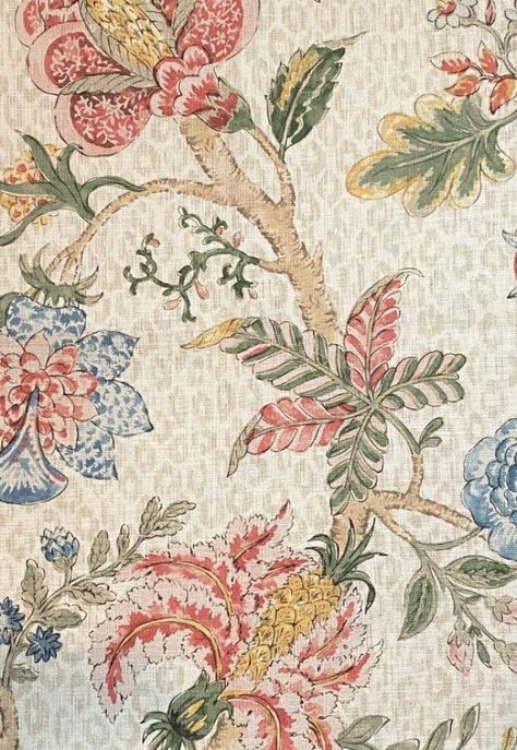 Madura-Bisque-PK - Fabric Jacobean Wallpaper, Charcoal Paint, Wes Gordon, Marietta Georgia, Fabric Print Design, Mid Summer, Summer 2025, Textile Print, Textile Designs