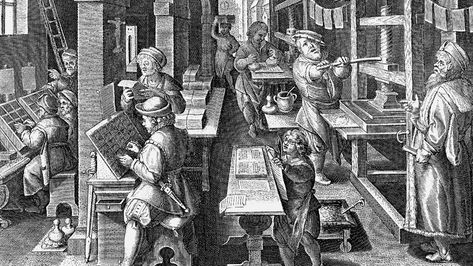 Copper engraving after a late 16th-Century image of Dutch typesetters (Credit: Alamy) Johannes Gutenberg, France Culture, Copper Engraving, Book Of Psalms, Church Of England, Printed Matter, Print Calendar, Printing Press, 15th Century