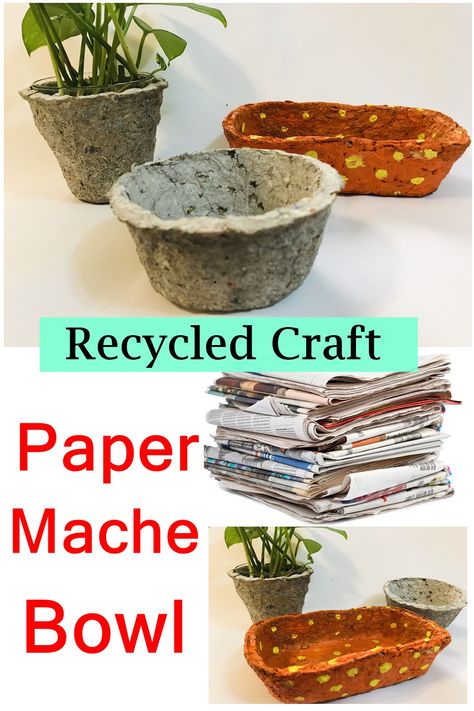 Paper bowl with Newspaper | Paper mache Bowls Paper Mache Tray Diy, Paper Mache Bowls Diy, Bored Crafts, Paper Mesh, Newspaper Crafts Diy, Newspaper Paper, Recycle Crafts Diy, Recycle Newspaper, Paper Bowl