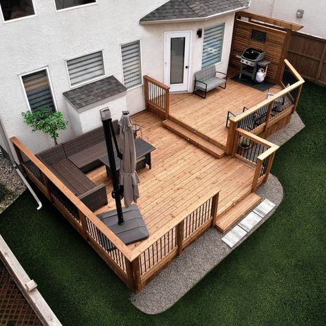 Are you looking for great wood deck options for your deck in Winnipeg, MB? We use only the best decking materials supplied by local leaders in the decking industry. Learn more today! 2 Level Deck, Treated Wood Deck, Two Level Deck, Maintenance Free Deck, Wood Decks, Multi Level Deck, Tiered Deck, Cedar Deck, Hot Tub Deck