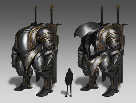 ArtStation - Medieval Mech, Doug Nhung Medieval Mech, Dnd Mech, Medieval Steampunk, Steampunk Robot, Dungeons And Dragons Game, Space Fantasy, Arte Cyberpunk, Steampunk Design, Robots Concept