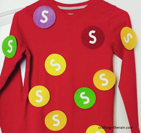 How to make a Skittles costume Candy Halloween Costumes, Last Minute Diy Costumes, Fun Halloween Costumes, Candy Costume, Mermaid Costume Diy, Last Minute Costume, Candy Costumes, Easy Diy Costumes, Halloween Post