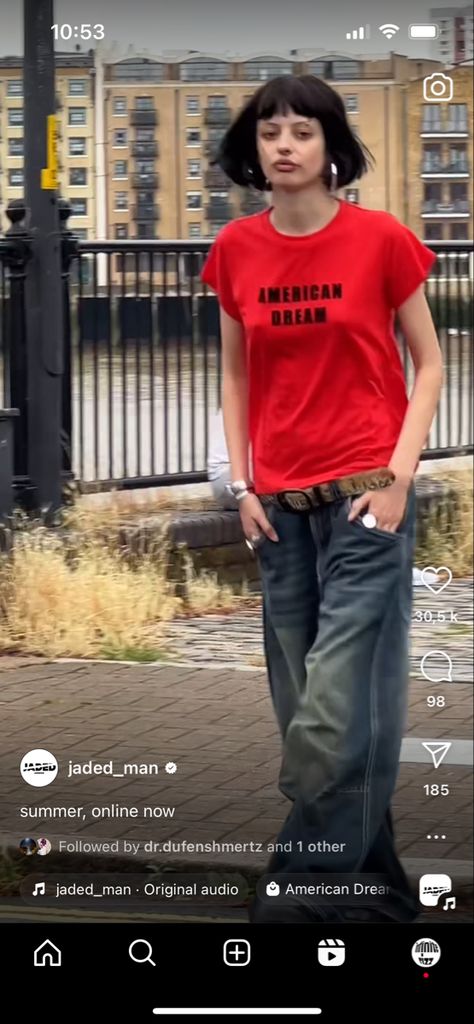 Jaded London Outfit, Jaded London Jeans, London Vibes, London Outfit, Jaded London, Red T Shirt, Alter Ego, Red Tshirt, American Dream