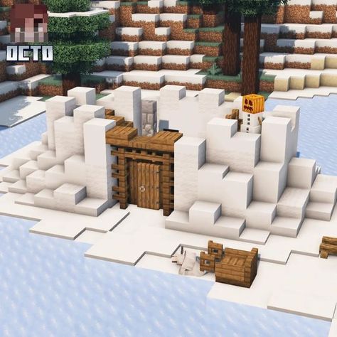 Snow Biome Base Minecraft, Snow Biome Builds Minecraft, Polar Bear Enclosure Minecraft, Minecraft Tundra Builds, Snow Builds Minecraft, Minecraft Snowy Tundra Builds, Minecraft Polar Bear Enclosure, Minecraft Snow Village, Minecraft Polar Bear