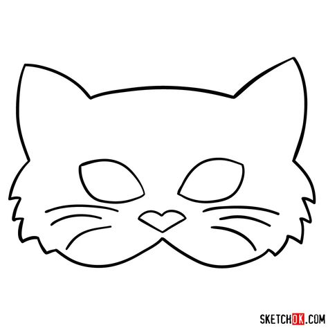 How to draw a kitten mask Easy Mask Drawing, Animal Mask Drawing, How To Make A Mask, Cat Mask Printable, Diy Cat Mask, Mask Ideas Drawing, Cat Mask For Kids, Cat Mask Template, Halloween Mask Ideas