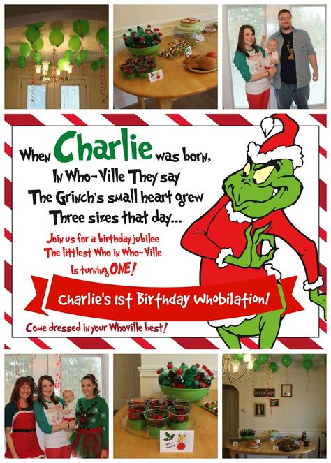 Grinch Birthday Party 1st, One Year Old Grinch Birthday, Grinch Second Birthday, Grinch Second Birthday Party, Grinch Themed 1st Birthday Party, 1st Birthday Grinch Theme, You’re A Mean One Mr Grinch First Birthday, Grinch One Year Old Party, The Grinch First Birthday Party