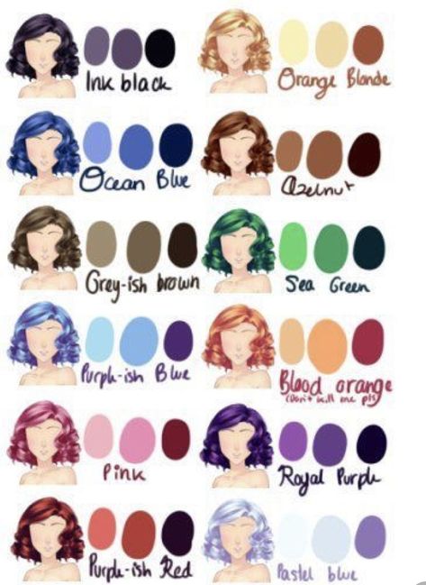 Hair Color Pallete Digital, Hair Palette Digital Art, Hair Color Drawing Palette, Hair Colors Drawing, Anime Hair Color Palette, Anime Skin Color Palette, Hair Color Pallet, Hair Colour Palette, Hair Color Palette