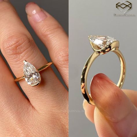 Unique Bezel Setting Pear Cut Moissanite Engagement Ring, Wedding Moissanite Ring for Her, Best Anniversary Gift - Etsy Bezel Solitaire Engagement Ring, Pear Diamond Ring, White Veil, Pear Diamond Rings, Half Bezel, Mohs Scale, Pear Engagement Ring, Stone Material, Moissanite Jewelry