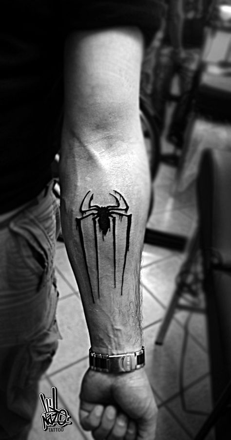 #spiderman #logo #tattoo Follow me on www.fb.com/nazo.one Super Hero Tattoos, Hero Tattoo, Spiderman Tattoo, Comic Tattoo, Marvel Tattoos, Custom Temporary Tattoos, Meaningful Tattoo, Spider Tattoo, Парные Тату